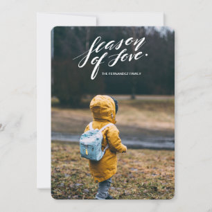 hand script season of love holiday card