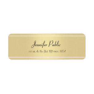Hand Script Simple Template Gold Return Address