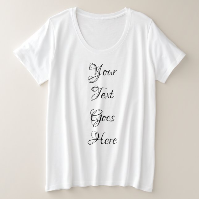 Hand Script Text Customisable Template Women's Plus Size T-Shirt (Design Front)
