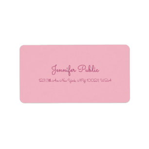 Hand Script Text Elegant Pink Modern Plain Address Label