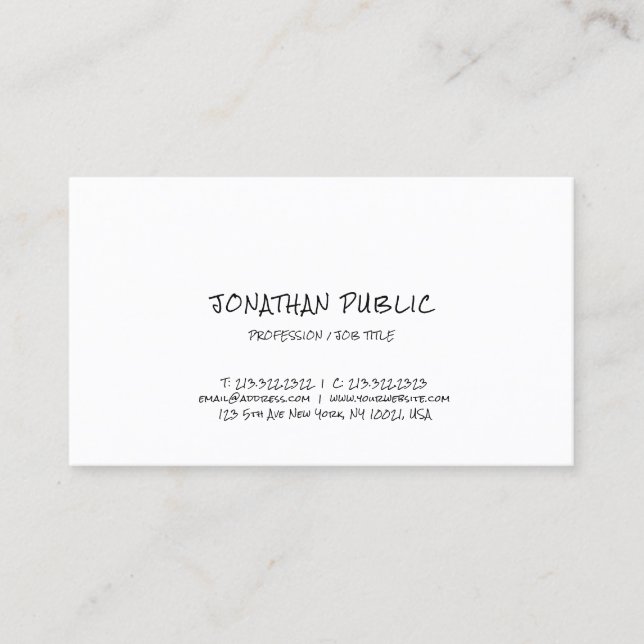 Hand Script Text Modern Simple Professional Plain Business Card (Front)