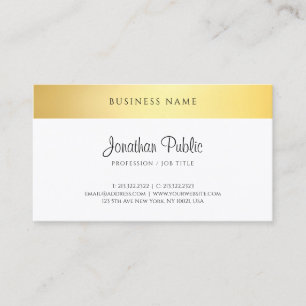 Hand Script Text Template Modern Elegant Gold Chic Business Card
