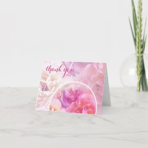 Hand Script Text Thank You Watercolor Roses Chic