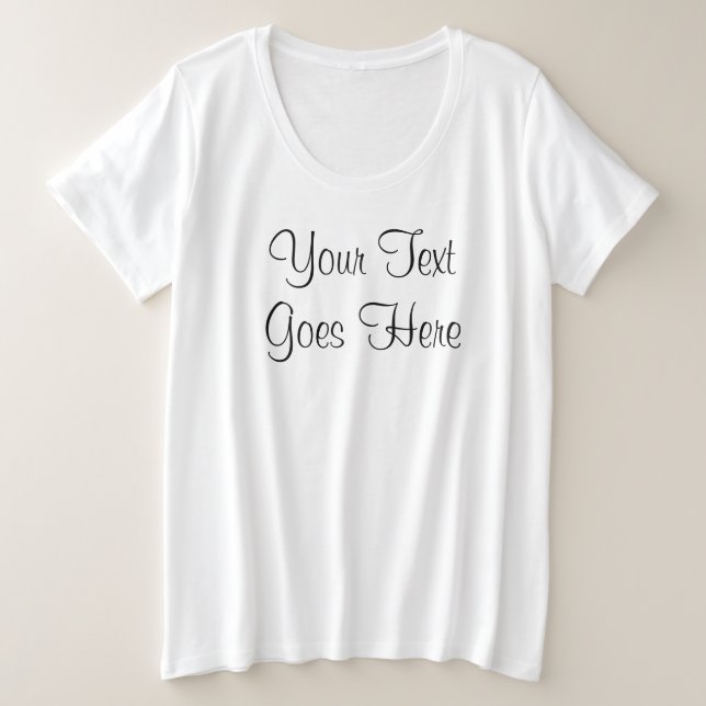 Hand Script Typography Text Template Womens Plus Size T-Shirt (Design Front)