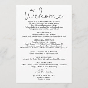 Hand Script Wedding Itinerary - Wedding Welcome Programme