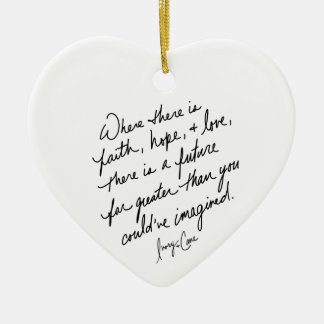 Hand-Scripted Faith Hope and Love Spiritual Heart Ceramic Tree Decoration