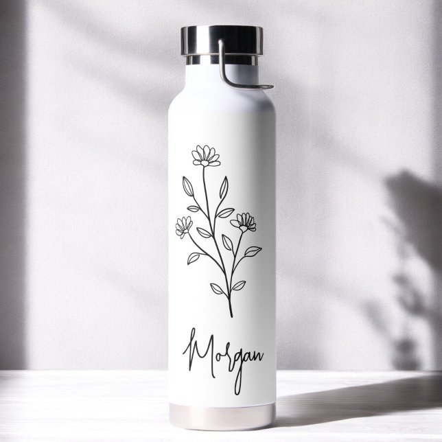 Hand Scripted Name Floral Bachelorette Bridal  Water Bottle (Creator Uploaded)