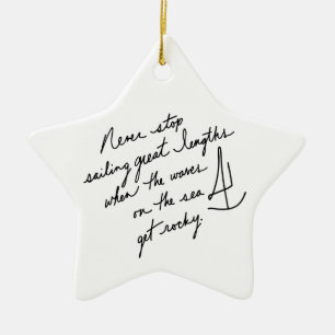 Hand-Scripted Never Stop Sailing Inspirational Ceramic Tree Decoration