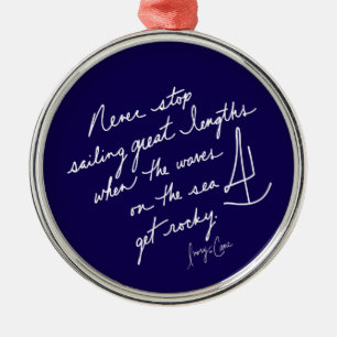 Hand-Scripted Never Stop Sailing Inspirational Metal Tree Decoration