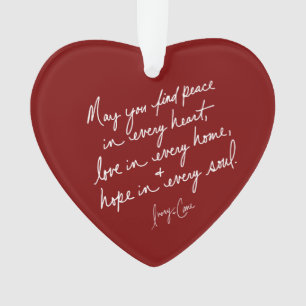 Hand-Scripted Peace Hope Love Red Spiritual Heart Ornament