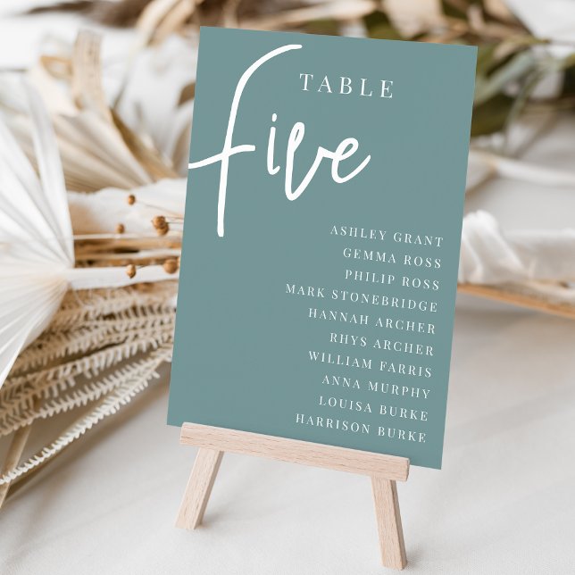 Hand Scripted Table FIVE + Guest Names Number (Creator Uploaded)