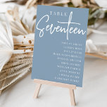 Hand Scripted Table SEVENTEEN   Guest Names Table Number<br><div class="desc">Simple and chic table number cards in Dusty Blue and white make an elegant statement at your wedding or event. Design features "table [number]" in an eyecatching mix of classic serif and handwritten script lettering, with individual guest names beneath. Design repeats on both sides. Individually numbered cards sold separately; order...</div>