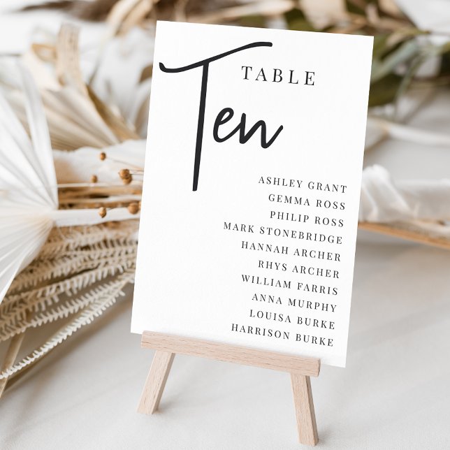 Hand Scripted Table TEN + Guest Names Table Number (Creator Uploaded)