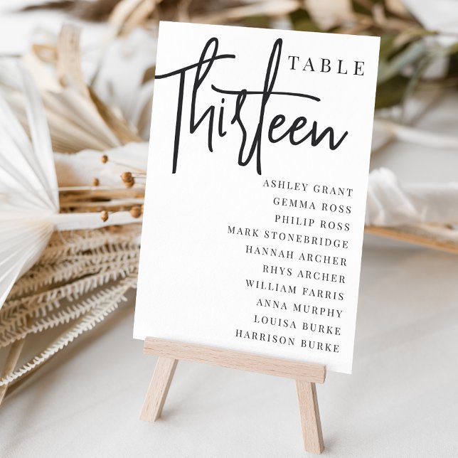 Hand Scripted Table THIRTEEN + Guest Names Table Number (Creator Uploaded)
