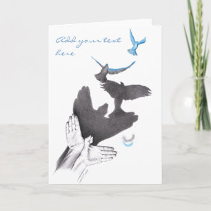 Hand shadow Flying birds Illusion Surreal art Card