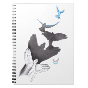 Hand shadow Flying birds Illusion Surreal art Notebook