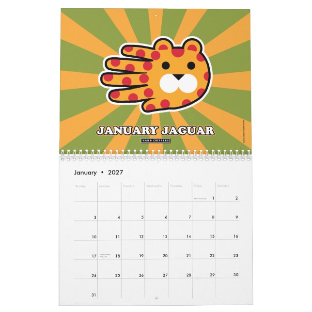 Hand Shaped Animals 2015 Calendar (Jan 2027)