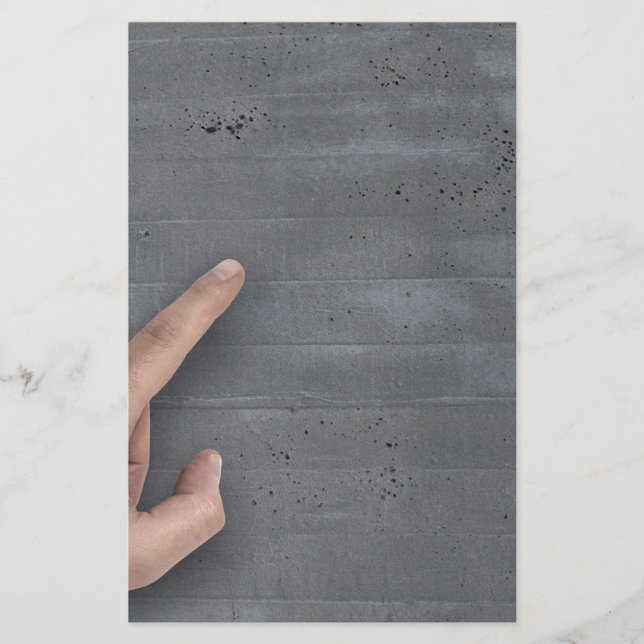 Hand showing concept on copy space template stationery (Front)