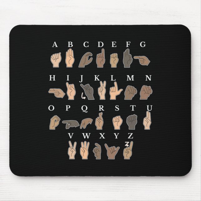 Hand Sign Language ASL Hand gesture deaf awareness Mouse Pad (Front)