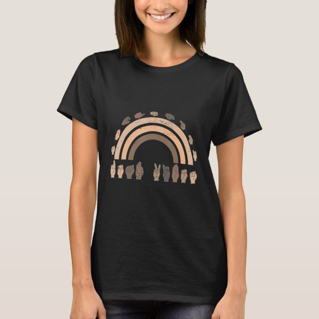 Hand Sign Language ASL Hand gesture deaf vibes awa T-Shirt (Front)