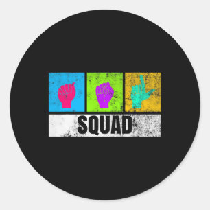 Hand Sign Language For Deaf Pride And Deaf Awarene Classic Round Sticker