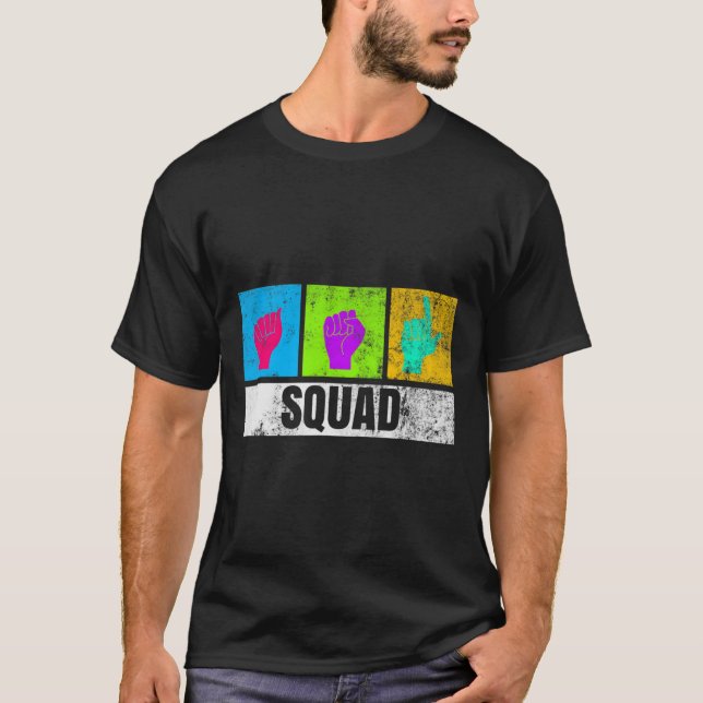 Hand Sign Language For Deaf Pride And Deaf Awarene T-Shirt (Front)