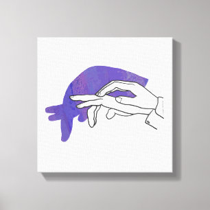 Hand Silhouette Anteater Purple Canvas Print