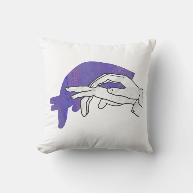 Hand Silhouette Anteater Purple Cushion (Front)