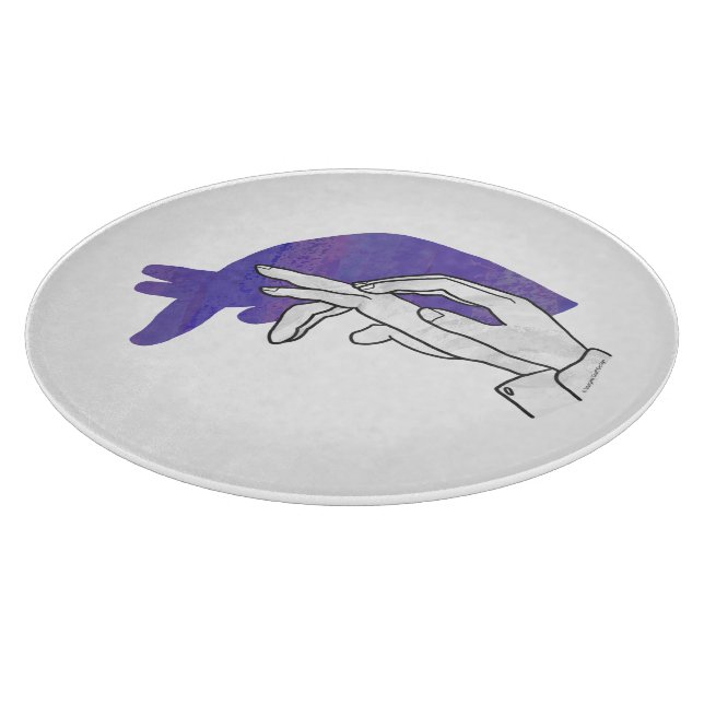 Hand Silhouette Anteater Purple Cutting Board (Corner)