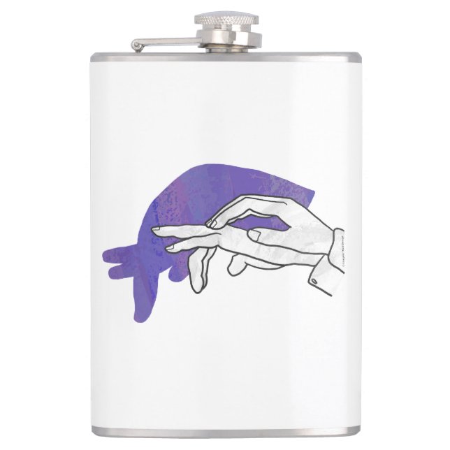 Hand Silhouette Anteater Purple Hip Flask (Front)