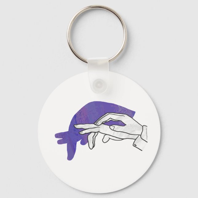 Hand Silhouette Anteater Purple Key Ring (Front)