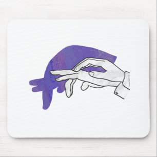 Hand Silhouette Anteater Purple Mouse Pad