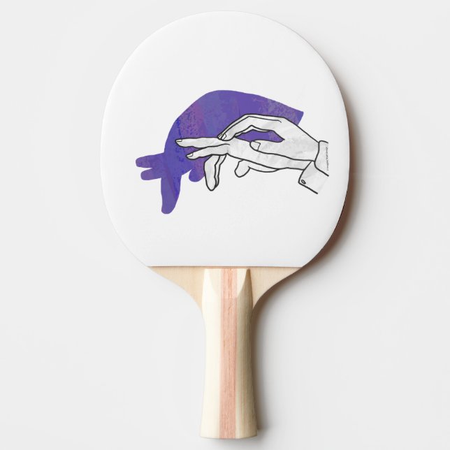 Hand Silhouette Anteater Purple Ping Pong Paddle (Front)