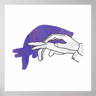Hand Silhouette Anteater Purple Poster