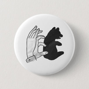 Hand Silhouette Bear Cub 6 Cm Round Badge