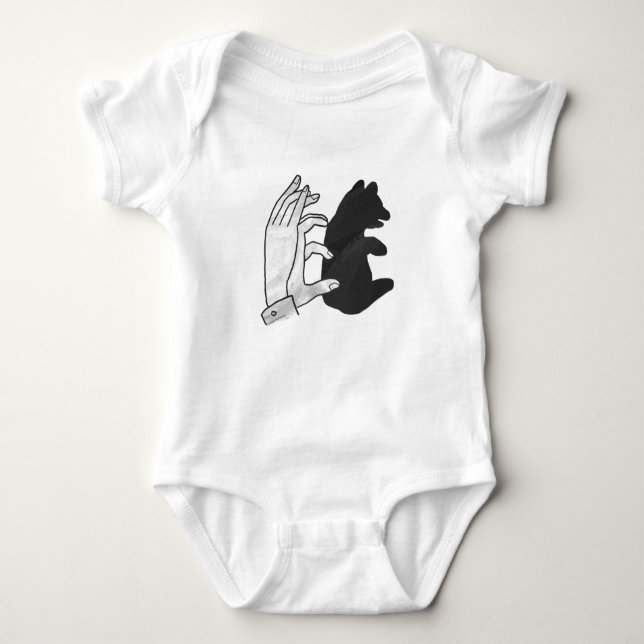 Hand Silhouette Bear Cub Baby Bodysuit (Front)