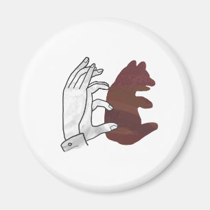 Hand Silhouette Bear Cub Brown Magnet