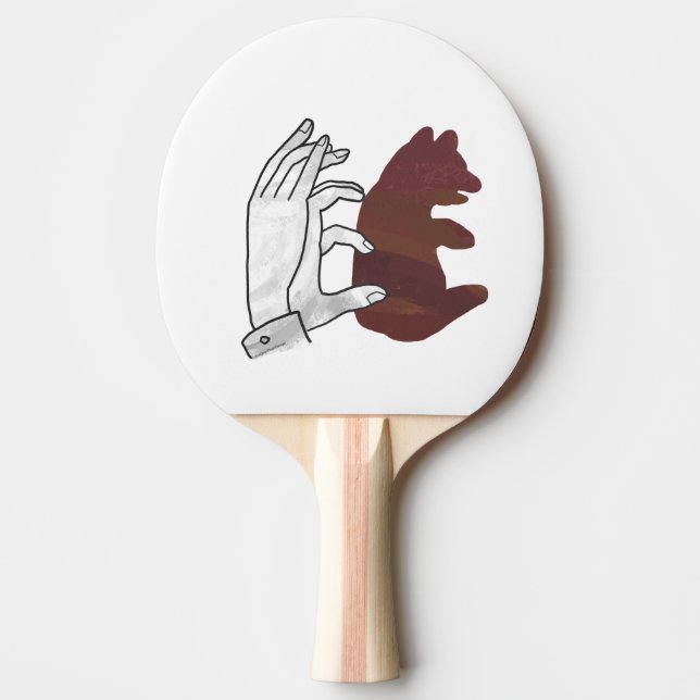 Hand Silhouette Bear Cub Brown Ping Pong Paddle (Front)