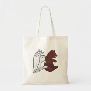Hand Silhouette Bear Cub Brown Tote Bag