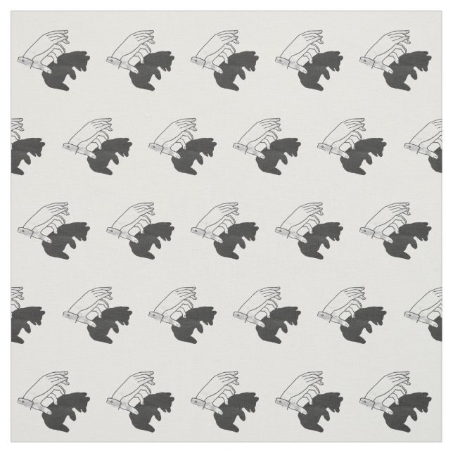 Hand Silhouette Bear Cub Fabric (Swatch)