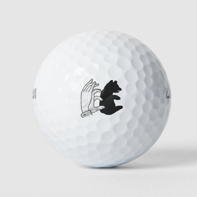 Hand Silhouette Bear Cub Golf Balls (Front)