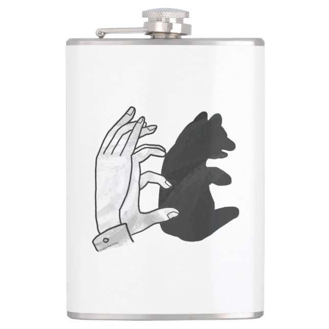 Hand Silhouette Bear Cub Hip Flask (Front)