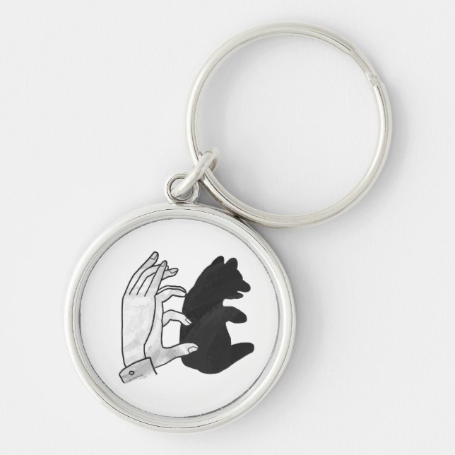 Hand Silhouette Bear Cub Key Ring (Front)