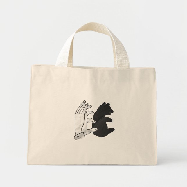 Hand Silhouette Bear Cub Mini Tote Bag (Front)