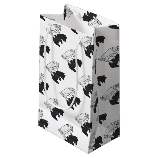 Hand Silhouette Bear Cub Small Gift Bag (Front Angled)
