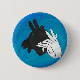Hand Silhouette Billy Goat Blue 6 Cm Round Badge