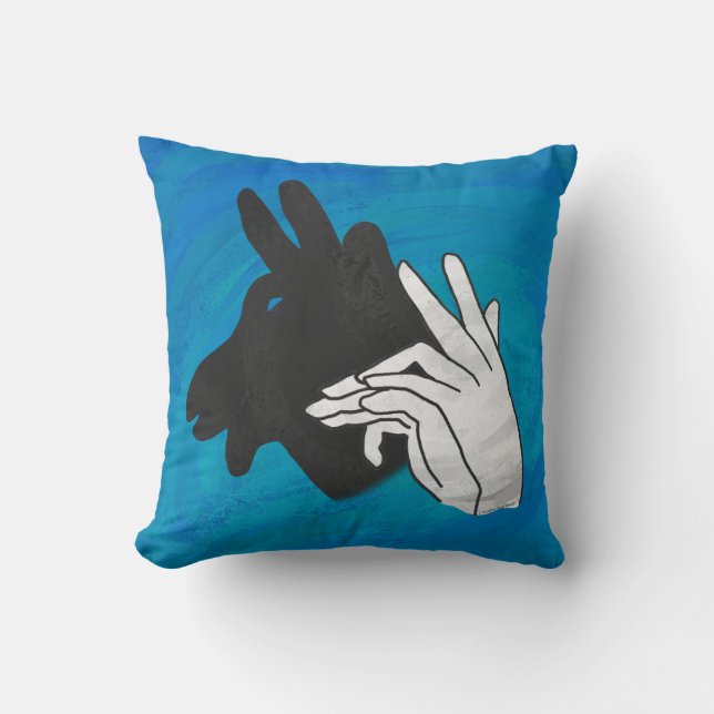 Hand Silhouette Billy Goat Blue Cushion (Front)