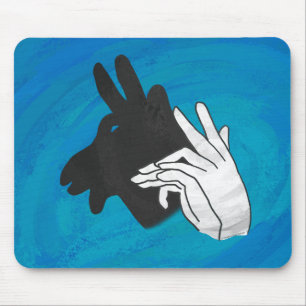 Hand Silhouette Billy Goat Blue Mouse Pad