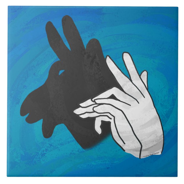 Hand Silhouette Billy Goat Blue Tile (Front)