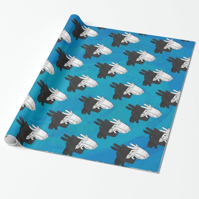 Hand Silhouette Billy Goat Blue Wrapping Paper (Unrolled)